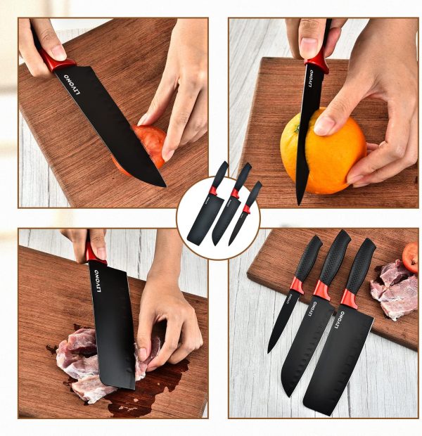 چاقو LIVONO Knife set With Holder and 10 Measuring Cup Set - تصویر 5