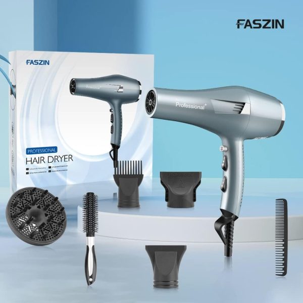 سشوار Faszin Ionic Hair Dryer, 2500W Professional Hairdryer 2 Speed 3 Heat Setting - تصویر 5