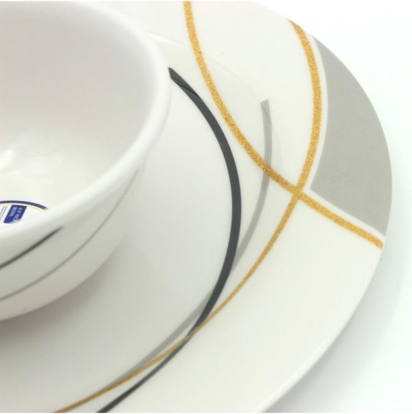 ظروف سرامیکی Melrich 20 pcs Melamine Gold Line Dinnerware set Dinner plates set long lasting Dishwasher safe strong and durable - تصویر 5