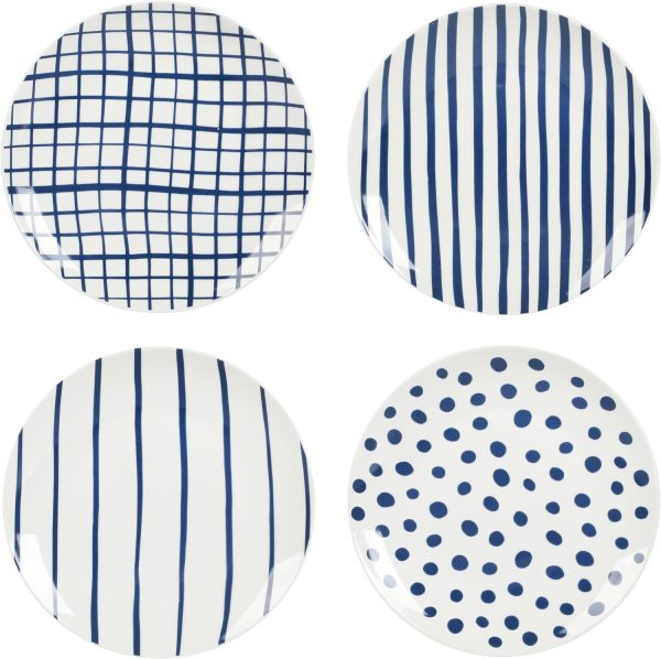 ظروف سرامیکی Gibson Home Seaboard Decorated White and Blue Porcelain Plates and Bowls Dinnerware Set - تصویر 5