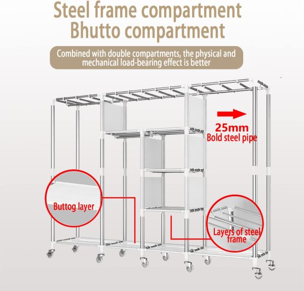 رگال Arabest Portable Wardrobe Storage Closet with Storage Bag And Wheels - تصویر 5
