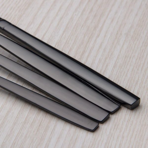 قاشق و چنگال Berglander Cutlery Set Black Gold, 24 Piece Black Flatware, 24 Piece Black Titanium Flatware, 24 Piece Black Gold Plated Stainless Steel Silverware Set, Service for 6 - تصویر 5