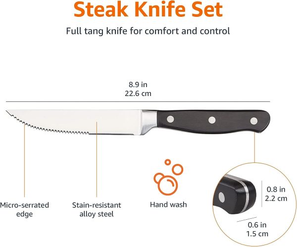 چاقو Amazon Basics 8-Piece Kitchen Steak Knife Set - تصویر 6