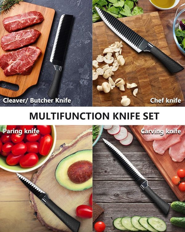 چاقو 6 Pcs Kitchen Knife Set Stainless Steel, Non-Stick Blades - تصویر 6