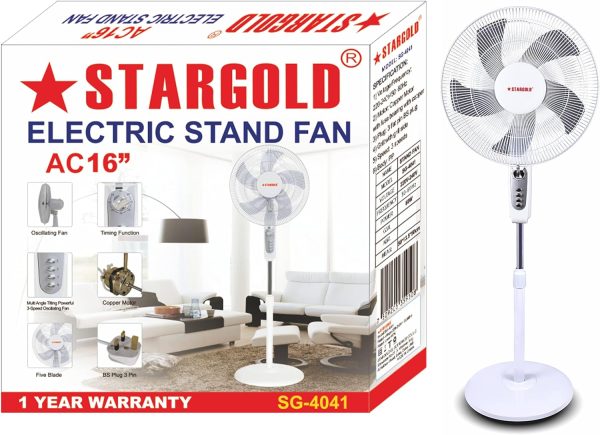 پنکه STARGOLD 16" Electric Stand Fan 60W - 3 Speed and 5 Blades - تصویر 5
