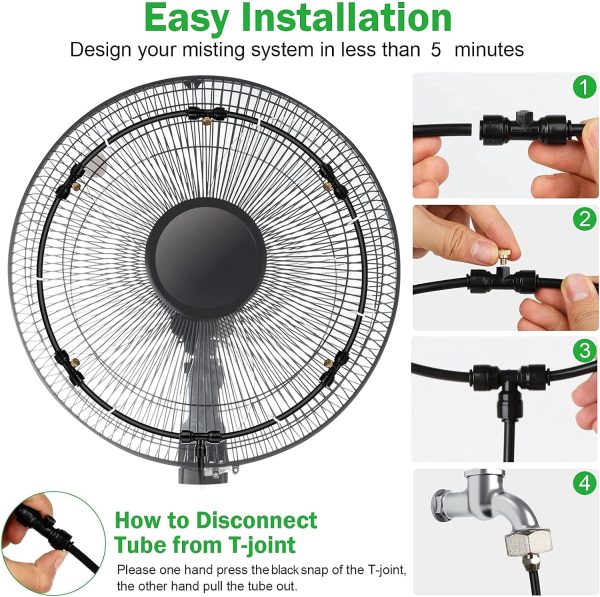 پنکه Fan Misting Kit Outdoor Fan Misting Cooling System with (6M) Misting Line + 5 Brass Mist Nozzles + a Brass Adapter - تصویر 6