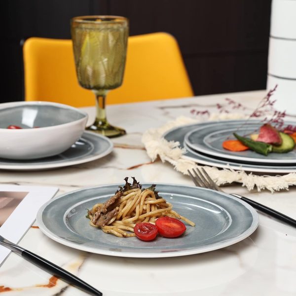 ظروف سرامیکی Melamine Dinnerware Set - 12pcs Dishes Dinnerware Set for 4, - تصویر 6