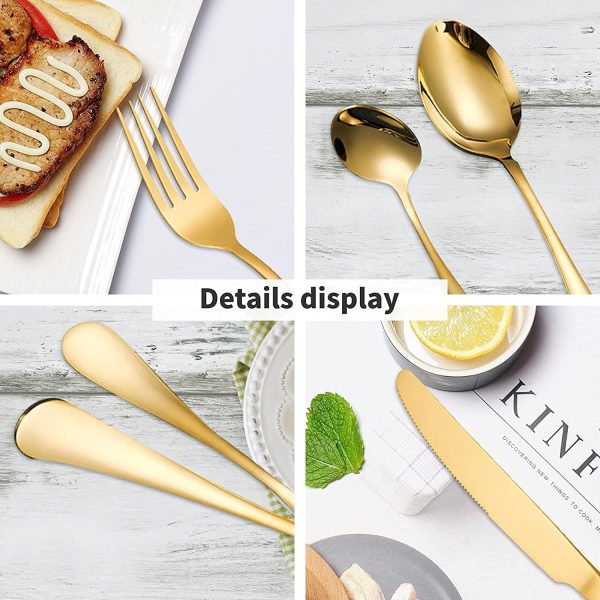 قاشق و چنگال COSYINN 24 Pieces Stainless Steel Flatware Set with Stand, Mirror Polished Cutlery Set - تصویر 6