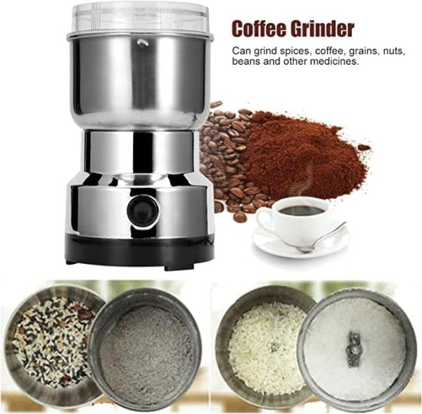 قهوه ساب ECVV Household Electric Mill Grinder Machine, Stainless Steel Electric Spice Coffee Nut Grain Grinder, Multi‑Function Crusher Mill Blender Kitchen Tool - تصویر 4