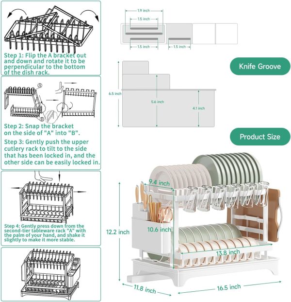 آبچکان INFOSUN Dish Drying Rack, 2 Tier Dish Rack - تصویر 7