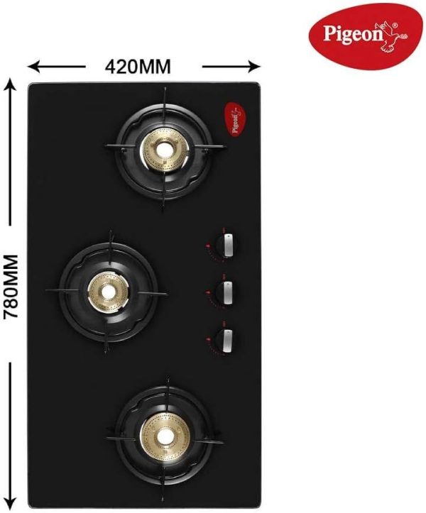 اجاق گاز روکار Pigeon by Stovekraft Infinity LPG Gas Stove 3 Burner Manual Ignition with High Powered Brass Burner - تصویر 7