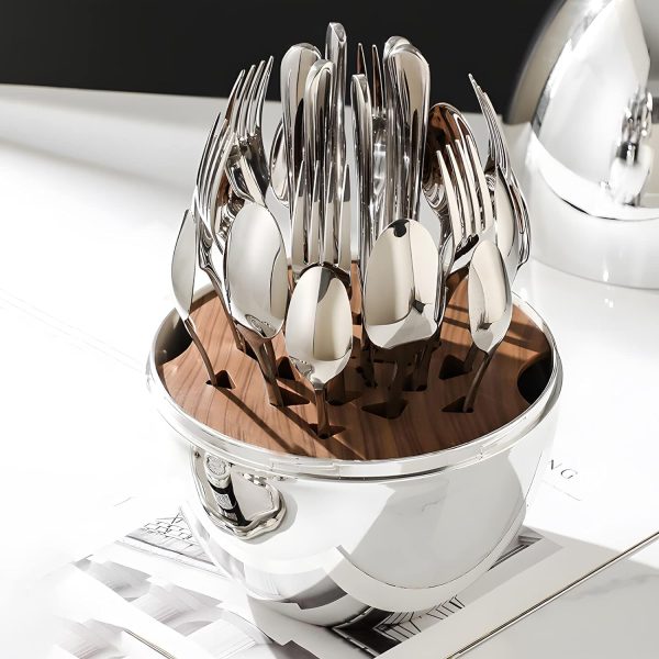 قاشق و چنگال Egg Shaped Cutlery Set, 24 Piece Stainless Steel Flatware Set - تصویر 7