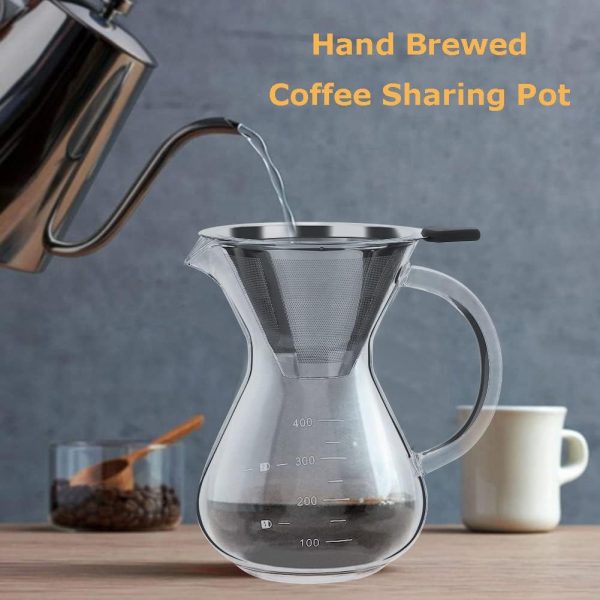 قهوه جوش 400 ml Pour Over Coffee Maker with Permanent Filter - تصویر 3