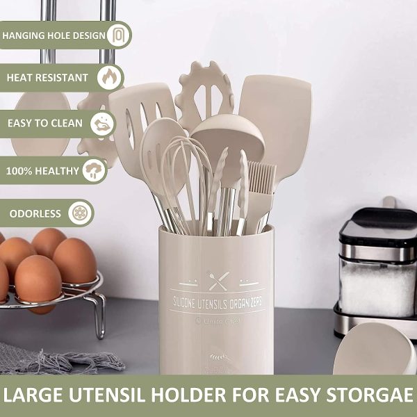 کفگیر و ملاقه ANTOLE Kitchen Cooking Utensils Set,12 Pcs Set Silicone Kitchen Gadgets Tools Set with Holder - تصویر 4