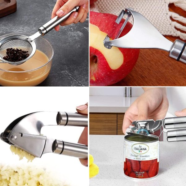 کفگیر و ملاقه Kitchen Utensils Set- 35 PCs Cooking Utensils with Grater,Tongs, Spoon Spatula &Turner Made of Heat Resistant Food Grade Silicone and Wooden Handles Kitchen Gadgets Tools Set for Nonstick Cookware - تصویر 3