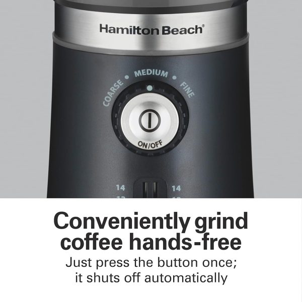 قهوه ساب Hamilton Beach Custom Grind™ Coffee Grinder for beans/spices, 5 size settings-coarse to fine, capacity for 4 to 14 cups coffee, stainless steel bowl for easy pour and cleaning, 80393R-ME - تصویر 4