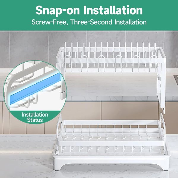 آبچکان INFOSUN Dish Drying Rack, 2 Tier Dish Rack - تصویر 9