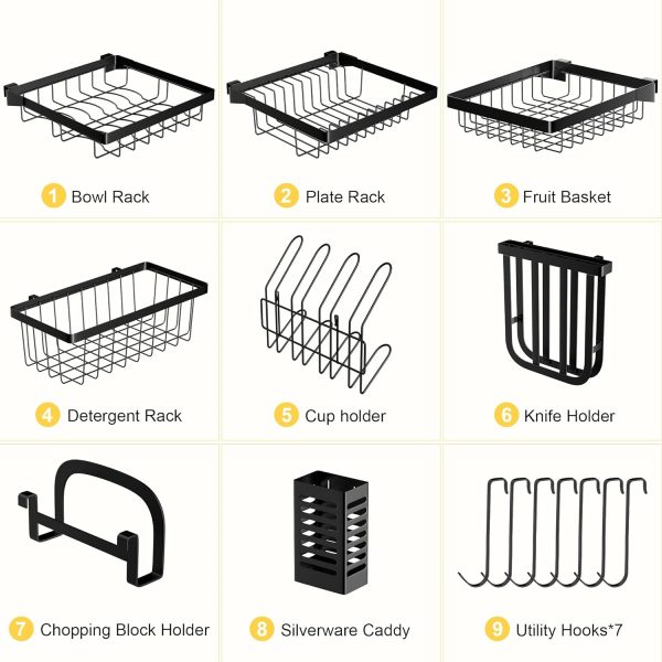 آبچکان Over The Sink Dish Drying Rack 2 Tier Adjustable Dish Rack (33.5"-39.4") - تصویر 10