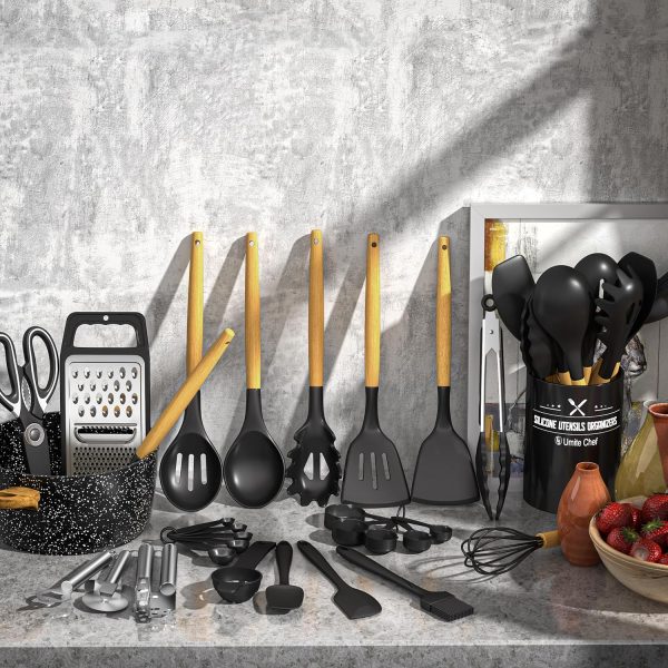 کفگیر و ملاقه Umite Chef Kitchen Utensils Set- 34PCS Silicone Cooking Utensils with Holder - تصویر 7