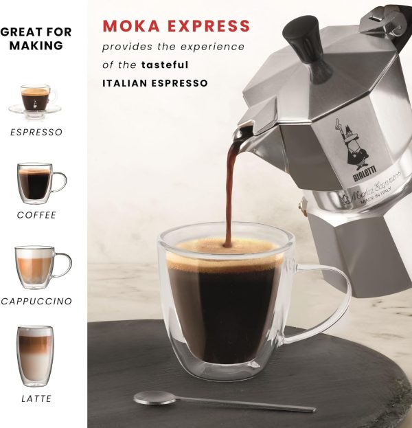قهوه جوش Bialetti Moka Express Aluminium Stovetop Coffee Maker (1 Cup) - تصویر 7