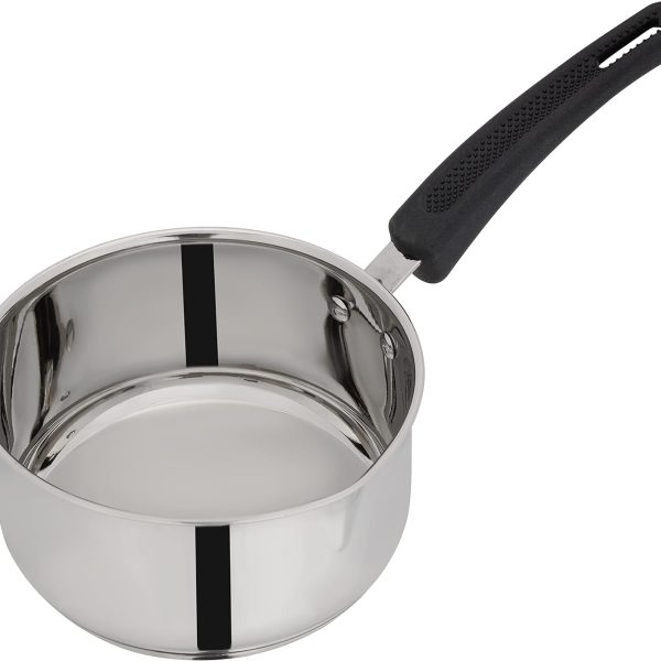 قابلمه RoyalFord 14cm Stainless Steel Saucepan, Induction Base, RF11121 Stainless Steel Kitchen Cookware Heavy gauge Tri ply Base Saucepan with Pouring Spout & Comfortable Handle, Multicolor