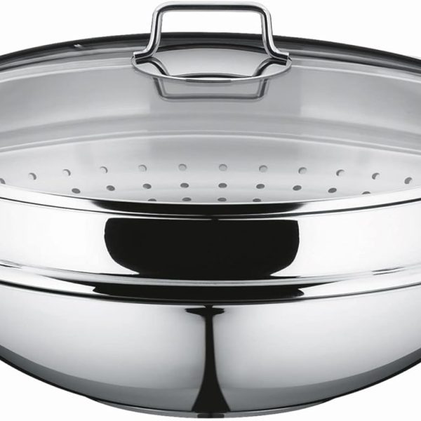 ماهی تابه وک WMF - Kitchenware WMF All-in-One Macao Wok Cooking set 4PC, Stainless Steel. Oven Safe.