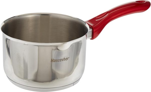 شیرجوش Hascevher Stainless Steel Milk Pot With Red Handle (16 CM / 2.0 LTR)