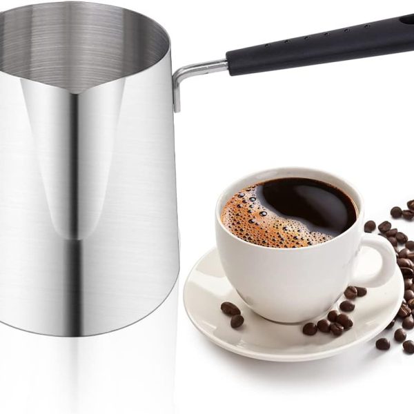 شیرجوش MSILVA Turkish Coffee Pot 304 Stainless Steel Coffee and Butter Warmer Premium Stainless Steel Coffee and Butter Warmer Premium Milk Warmer and Milk Pot with Spout