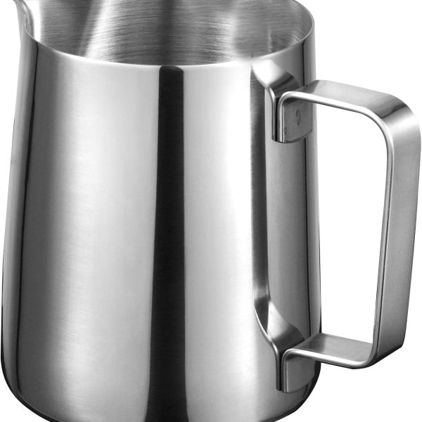 شیرجوش SKY-TOUCH Stainless Steel 900ml Milk Frothing Pitcher Measurements on Both Sides Inside Plus eBook & Microfiber Cloth Perfect for Espresso Machines Milk Frothers Latte Art, Silver