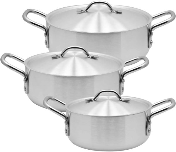 سرویس قابلمه Raj Aluminium Fish Pot Set, Cookware Set With Lid, Set Of 3, RATPS6, Cooking Pot, Curry Pot, Compact Cooking Pot, Casserole Set