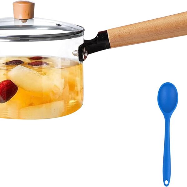 قابلمه Glass Pots for Cooking with Lids Saucepan with Cover Simmer Pot Milk Pot (Long handle)