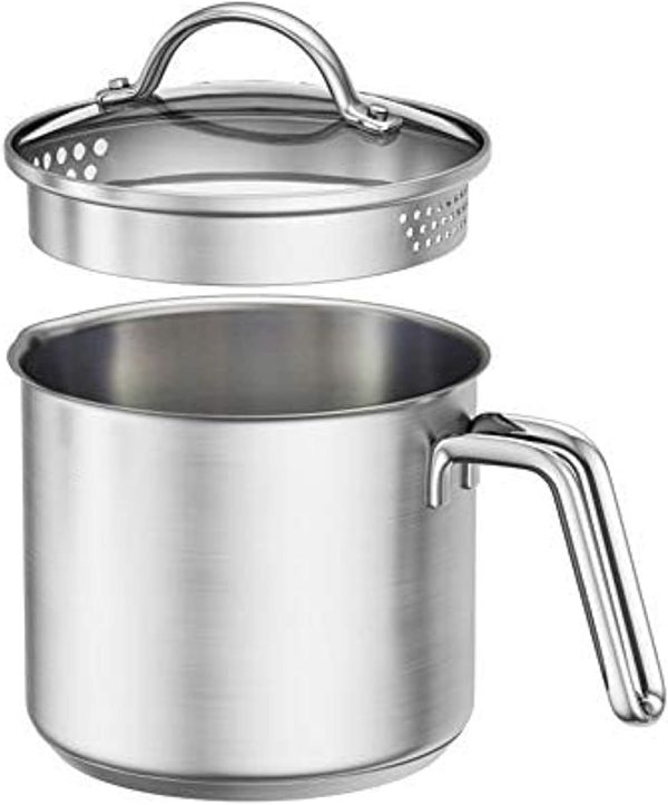 شیرجوش 1.5 Quart Stainless Steel Saucepan With Pour Spout, Saucepan With Lid, Mini Milk Pan With Spout - Perfect For Boiling Milk, Sauce, Gravies, Pasta, Noodles
