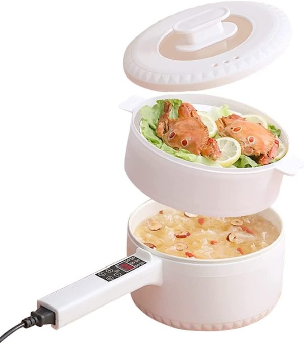ماهی تابه 2L Electric Cooking Pot Portable Saucepan Multi Function Frying Pan Multicooker With Steamer Home Hot Pot Nonstick Pans