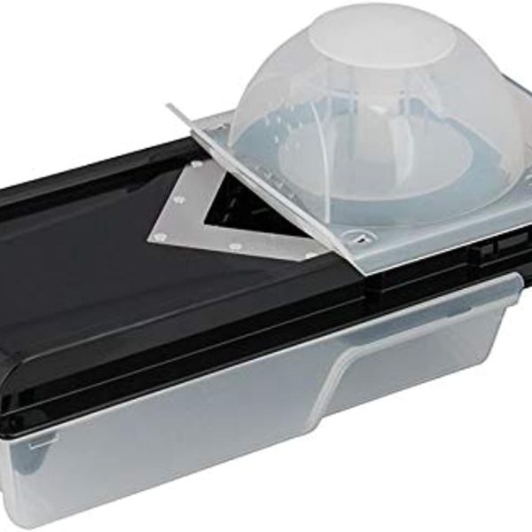 رنده Prestige Plastic 6 in 1 Mandolin Slicer| Interchangeable Blades|Four Thickness Settings|Two Julienne settings|Sharp V Shaped Stainless Steel Blades- Black