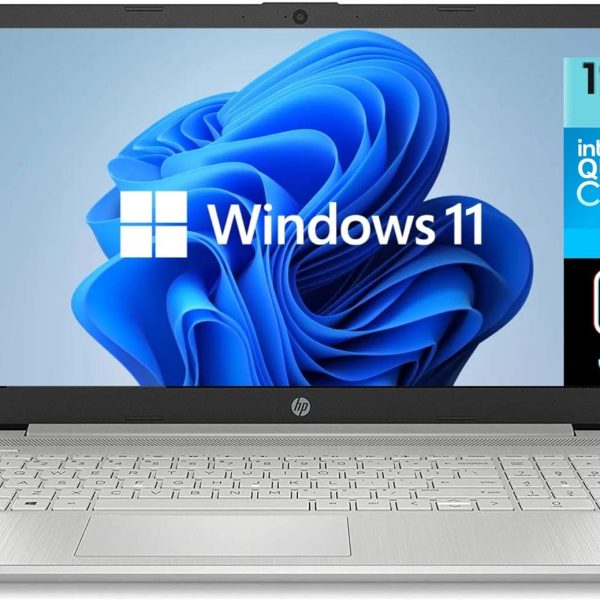 لپ تاپ Newest HP 15.6" HD Laptop, 11th Gen Intel Quad-Core i3-1125G4(Up to 3.7GHz, Beat i5-10210U), 12GB RAM, 256GB PCIe SSD, Webcam, Bluetooth, Wi-Fi, HDMI, USB-C, Win 11, Silver (Upgraded)