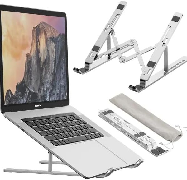 پایه لپ تاپ Adjustable Laptop Stand For Desk - Made With Premium Quality Aluminium - Portable Macbook Stand - Compatiable For Every Laptop, Tablet And Book