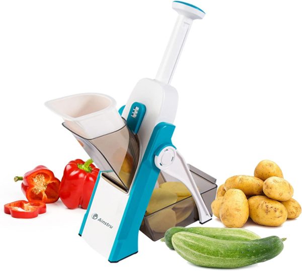 رنده Showay Ainstru Mandoline Slicer for Kitchen, Safe Vegetable Chopper Adjustable TikTok Cutter Multi purpose Food Blue, Lc-Vcutter-bl