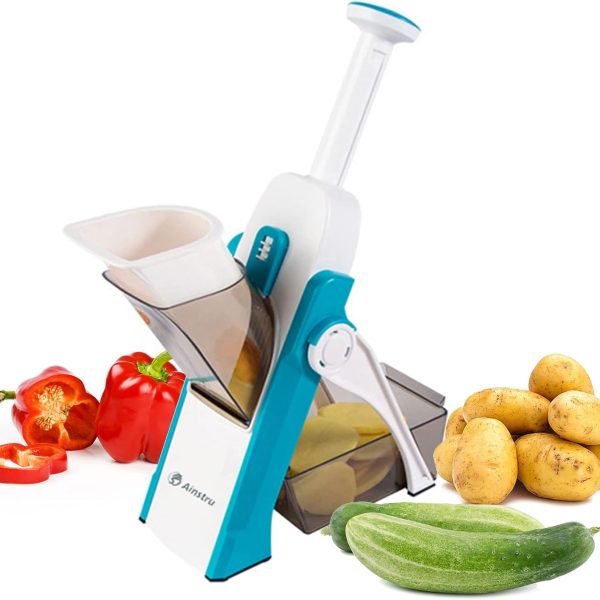 رنده Showay Ainstru Mandoline Slicer for Kitchen, Safe Vegetable Chopper Adjustable TikTok Cutter Multi purpose Food Blue, Lc-Vcutter-bl