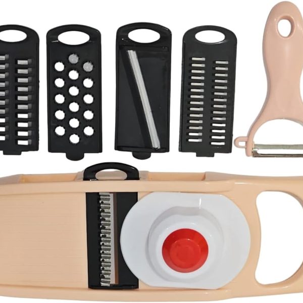 رنده Timber Kitchen 6 in1 Slicer for Kitchen Vegetable Slicer, Multi Blade Potato Chip Slicer Veggie Slicer Vegetable Cutter Julienne Shredder Vegetable peeler For Small Job In Kitchen Pink