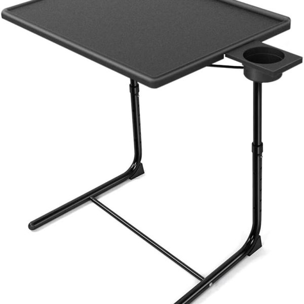 میز لپ تاپ Adjustable TV Tray Table - TV Dinner Tray on Bed & Sofa, Comfortable Folding Table with 6 Height & 3 Tilt Angle Adjustments, black