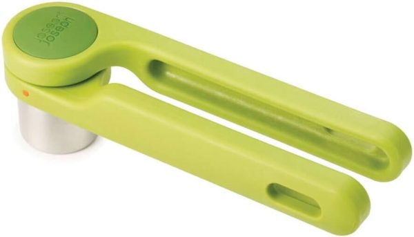 سیر له کن Joseph Joseph 20102 Helix Garlic Press Mincer Ergonomic Twist-Action Hand Juicer, Green, Stainless Steel