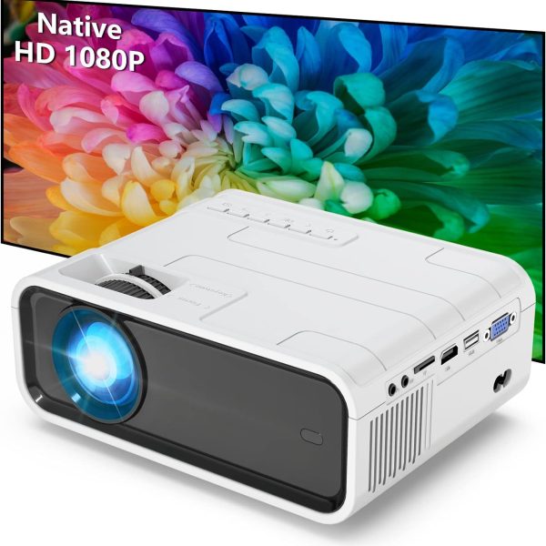 پروژکتور Native 1920 x 1080P Projector Full HD Home Cinema Projector Led Portable Projector Compatible with Fire TV Stick,PS4, HDMI, VGA, AV and USB