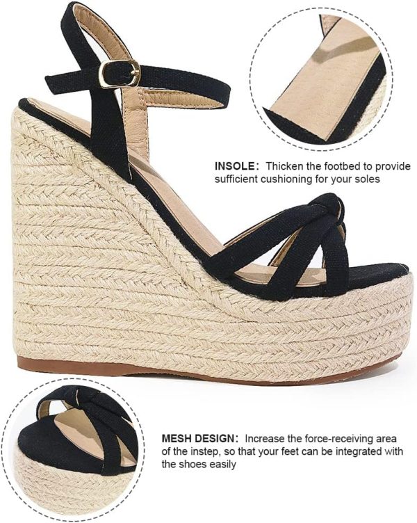 کفش mikarka Sandals for Women, Platform Ankle Strap Womens Sandals Open Toe Espadrille Wedge Sandals for Women Concise Casual Summer Womens Shoes
