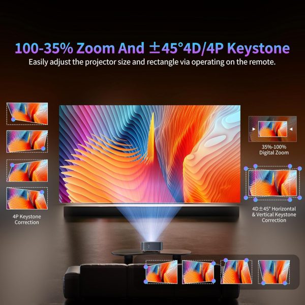 پروژکتور XVersion Smart Projector, Wi-Fi Projector, 450 ANSI Lumen, Native 1080P HD, 100 Inch Picture - تصویر 9