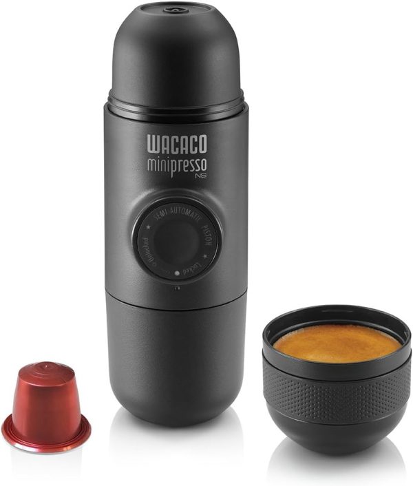 قهوه جوش Wacaco Minipresso NS, Portable Espresso Machine, Compatible Nespresso Original Capsules and Compatibles, Travel Coffee Maker