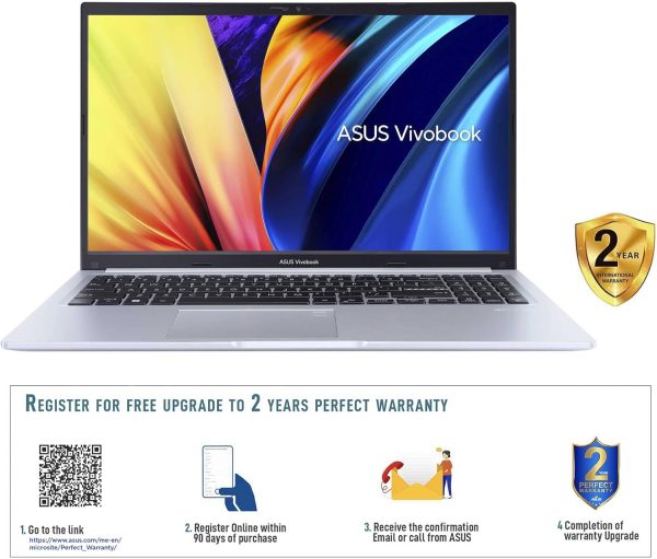 لپ تاپ ASUS Vivobook 15 X1502ZA-BQ1176W Icelight Silver Slim Laptop, i7-12700H 2.3 GHz 16GB 512GB PCIE G3 SSD, Intel Iris X, WIN11 HOME, 15.6-inch FHD 1920X1080 16:9, HD Webcam, Backlit-Eng-Arb-KB - تصویر 4