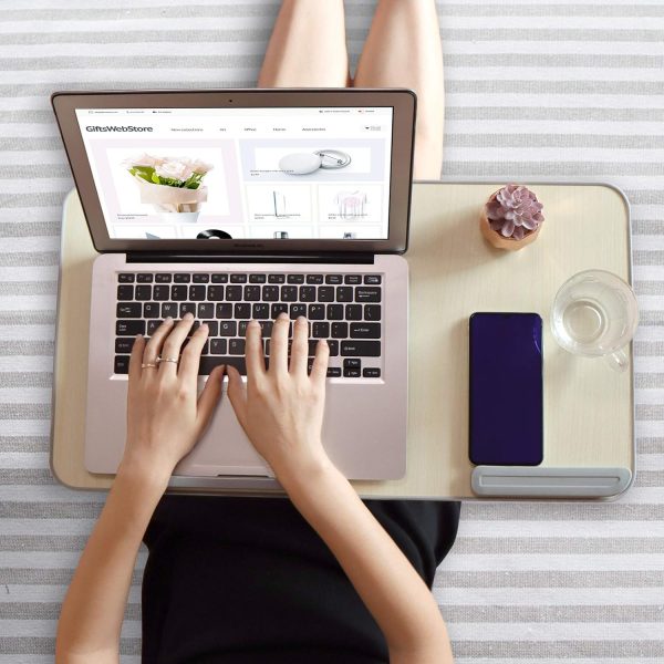 میز لپ تاپ IBAMA Folding Lapdesk Laptop Stand Table Large Size 5 Heights and 4 Tilt Angles Adjustable Desk on Bed, Sofa and Couch - تصویر 4