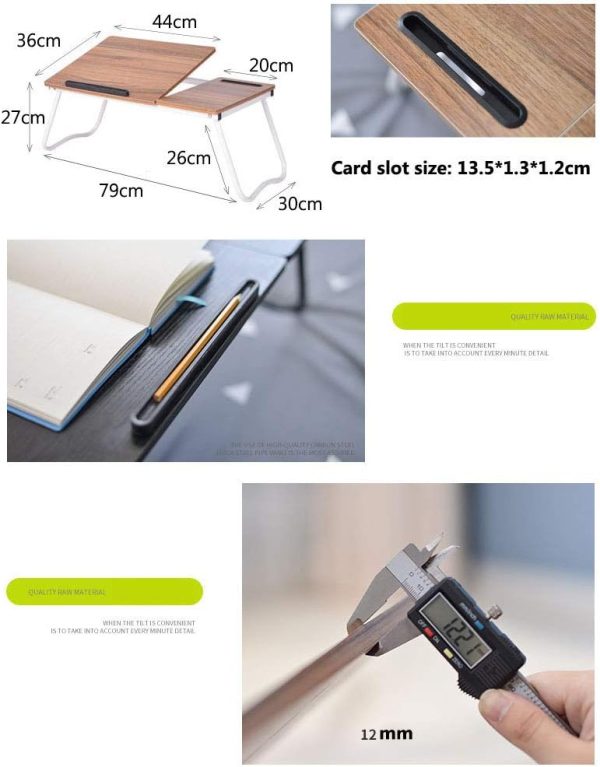 میز لپ تاپ Linyi Folding Laptop Lap Desk - Work Table and Stand for Couch, Bed and Sofa Computer Use - Folding Legs, Adjustable Tilt - Use as Reading and Breakfast Tray (C-Black - A1) - تصویر 4