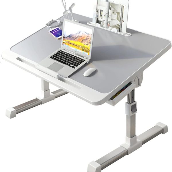 میز لپ تاپ Bed Desk for Laptop, Adjustable Height Computer Desk, Portable No-Slip Laptop Bed Tray Table, Dormitory Study Desk with Drawers, Bookshelves, USB Interface
