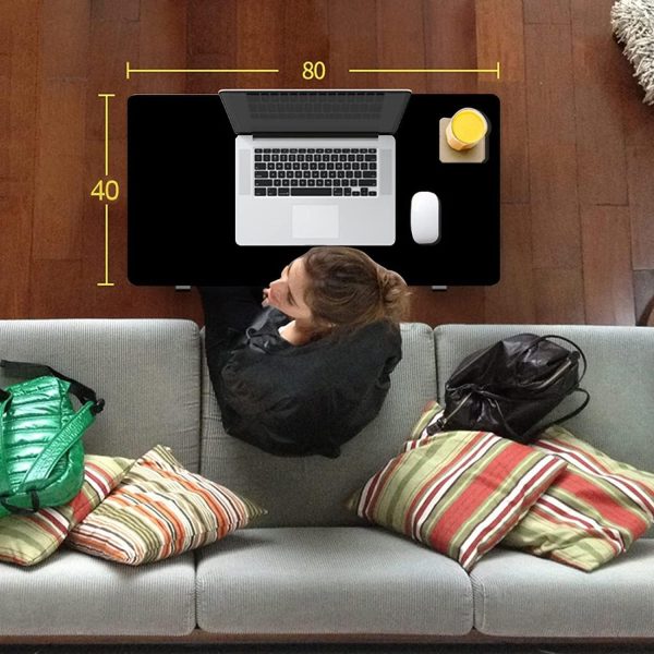 میز لپ تاپ (80 * 40cm)Foldable Home Office Desk with Wheels, Lifted Height Adjustable Mobile Stand Up Desk, Storage Desk Laptop Desk, Computer Desk Bedside Table for Study Room Bedroom Living Room (Black) - تصویر 4